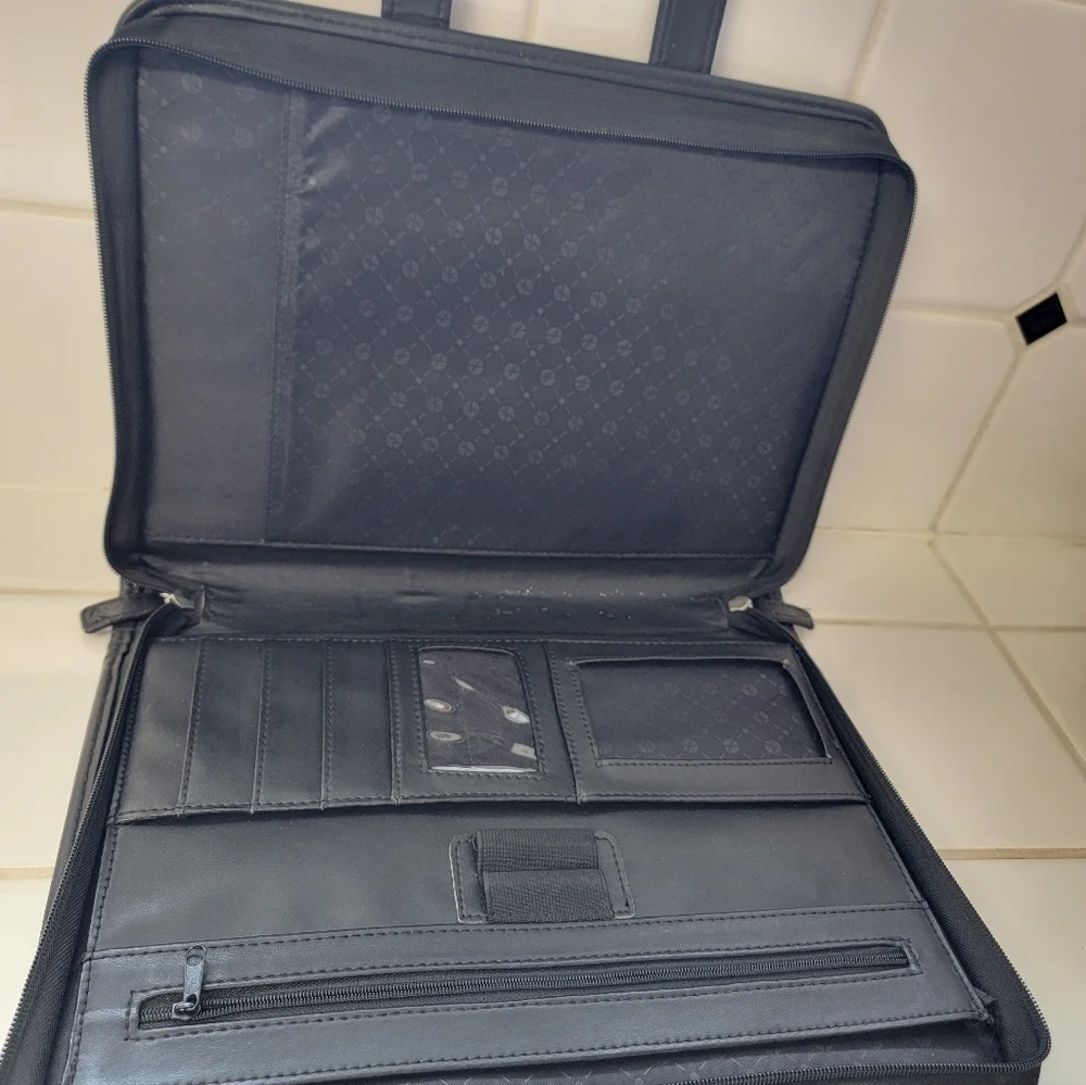 Black Foray Faux Leather Compartment/Organizer Bag